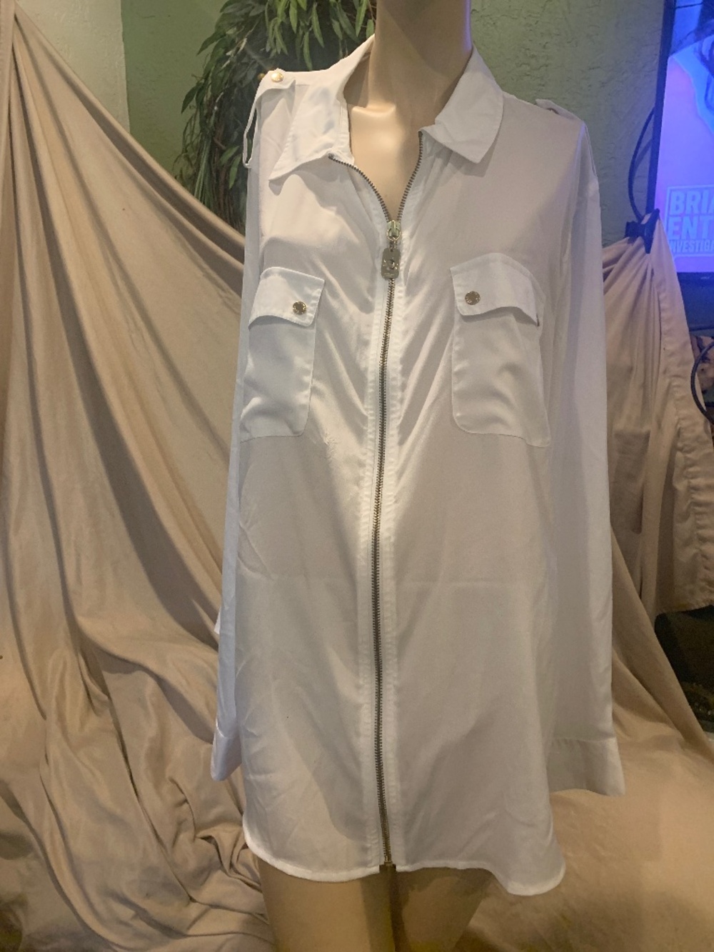 MK zip up blouse